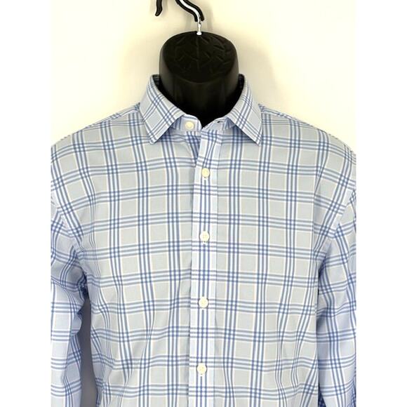 UNTUCKit Long Sleeve Button-Up Blue-on-Blue Gingham Work Shirt – Size Small - Picture 3 of 6